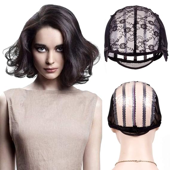 Wig Making Tools Hairnet 1Pcs Weaving Breathable Cap Adjustable Straps Mesh Wig Cap Beige L