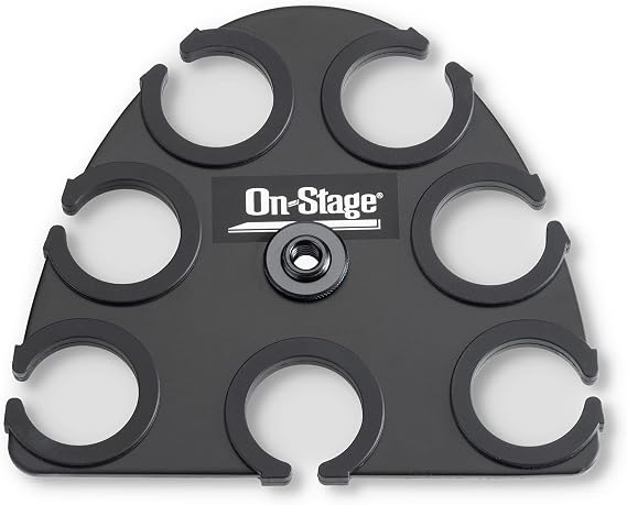 On-Stage MSA2700 Multi-Mic Holder (Microphone Organizer, Display, Caddy, Supports Handheld, Dynamic, Wired, and Wireless Mics, Aluminum, Silicone Padding, Black)