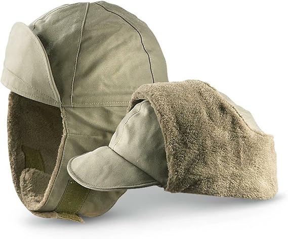 German Army Hats for Men with Ear Warmers Military Winter Trapper Hat Flecktarn camo & OD