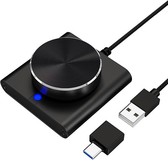 USB Volume Control Knob, COOIDEA Volume Controller, Multimedia Controll Knob with one Key Mute/Pause Function for PC, Support Windows/Mac/IOS/Android/Linux (Black)
