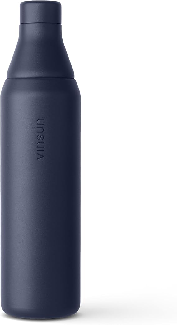 Vinsun Drinking Bottle Stainless Steel 750 ml - Leak-Proof Suitable for Carbonated Drinks Extra screw cap for ice cubes - long-lasting cooling - double-walled insulated thermal bottle for sports and outdoors