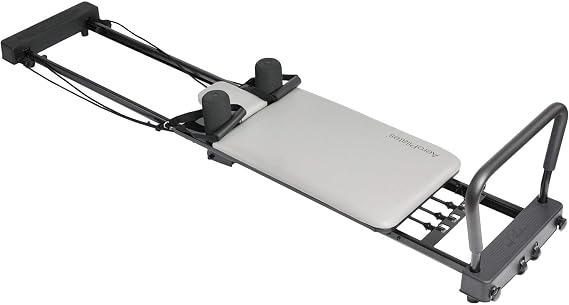Stamina Products AeroPilates 287 Pilates Reformer Home Gym Equipment with Adjustable Headrest, Padded Foot Bar, 3 Resistance Cords, and 2 Workout DVDs