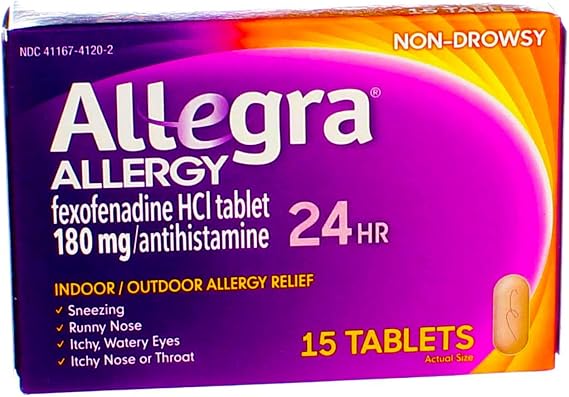 Allegra, Allergy, 24 Hour, Indoor And Outdoor, Original Prescription Strength, 180 Mg, Tablets 15 Count