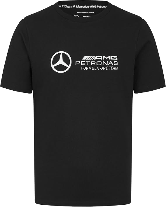 Mercedes AMG Petronas F1 Men's Tshirt with Large 3D Team Logo Execution - Black - Size: S