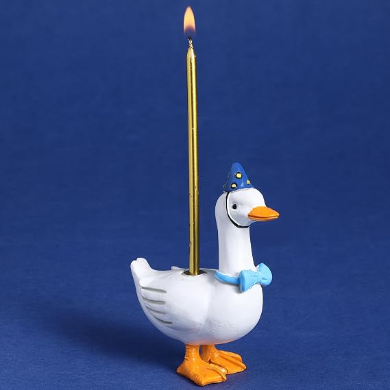 Mumufy Silly Goose Cake Candle Holder, Cute Birthday Topper,Goose,Blue | Birthday Candle, 3.15 Inch Candlestick, Baby Shower, Party Cake Decoration, Funny Silly Goose