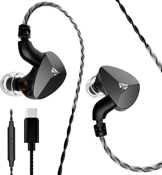 USB C Wired Earbuds with micropone HiFi Stereo Sound USB Headphone Noise Cancelling in-Ear Earphones for PC Laptop Mobile gameing Video Calls Music Plug & Play USB Earphones