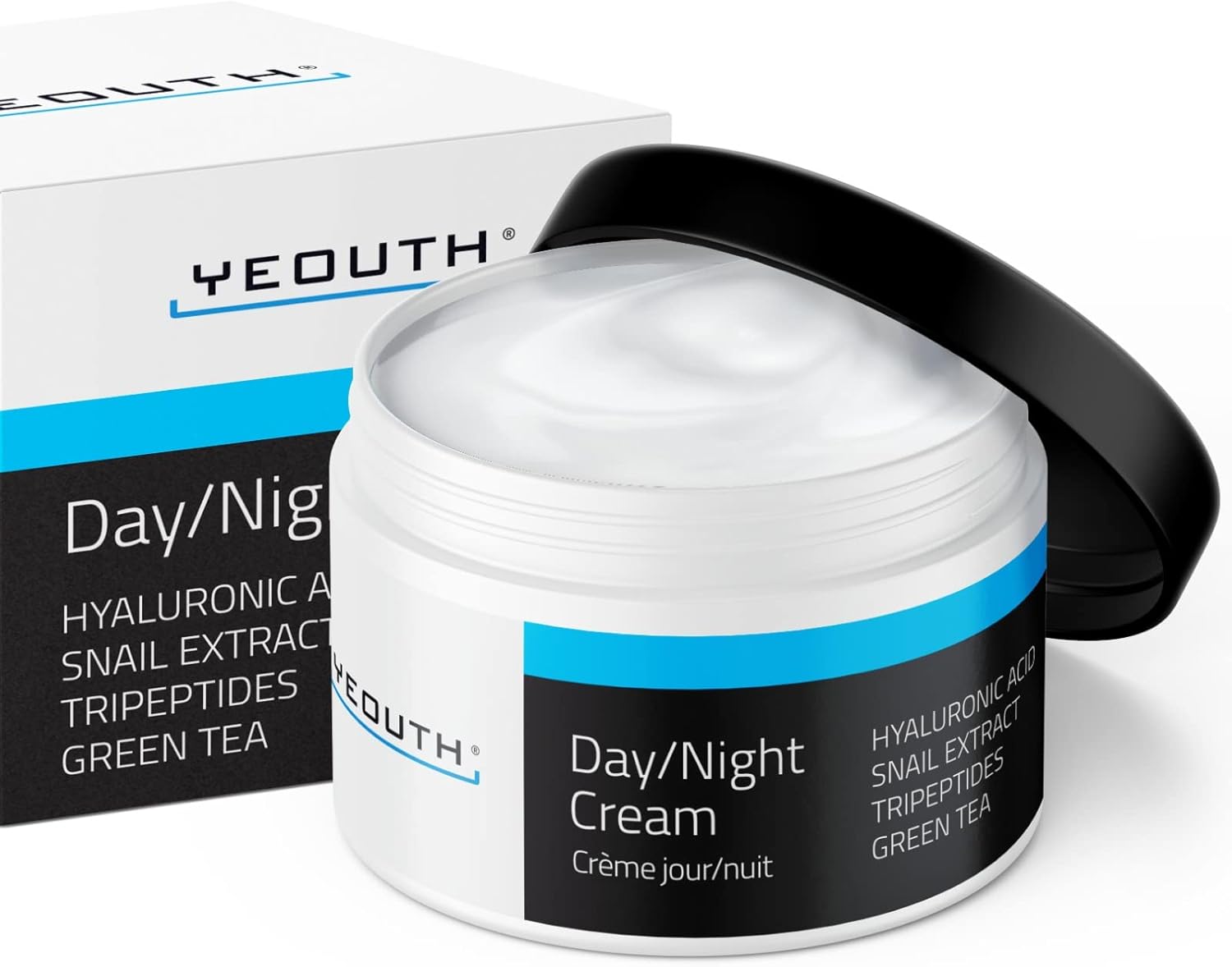 YEOUTH Day Night Face Moisturizer with Hyaluronic Acid, Snail Mucin Cream and Copper Tripeptide, Hydrating Fragrance Free Moisturizer Face Cream for Women and Men 60g