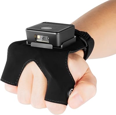 Wearable Glove Barcode Scanner 1D 2D Finger Trigger 2.4G Wireless Barcode Reader TG01 Bluetooth Scanner Fast Scanning Comfortable Compatible with iPhone, Android, Tablet, Computer & iPad
