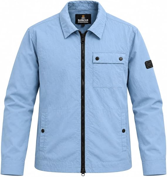 Barbour International Men's Inline Overshirt Powder Blue