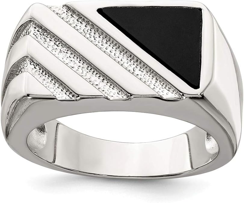 Solid Sterling Silver Mens Onyx Ring