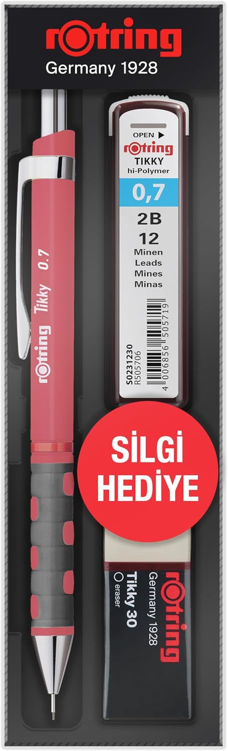 Rotring TIKKY Min Eraser 3-Piece School Set- 0.7 Rose bed