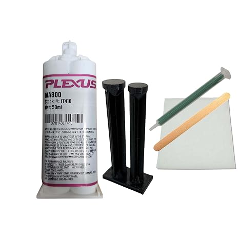 Maven Adhesive Kits (Plexus MA300-BLACK) 2 Part Industrial Marine Optimized Adhesive 5-Minute MMA (Plunger Kit, 50ml)