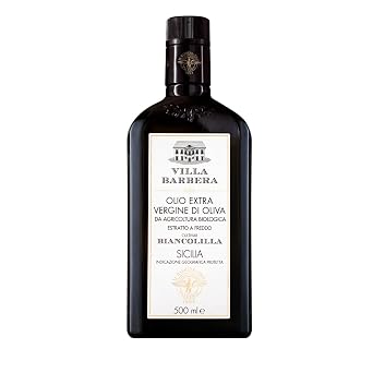 Villa Barbera Biancolilla Organic Extra Virgin Olive Oil PGI Sicilia, 16.9 fl oz 500ml | Cold Extracted | Single Variety Sicilian Olive Oil | 100% Biancolilla Olives