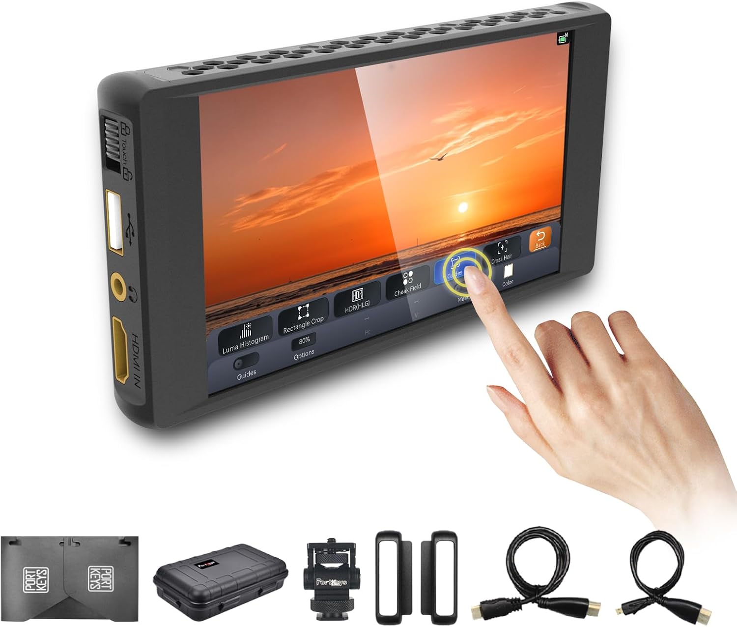 Portkeys PT6 5.2” Camera Monitor 100% P3 IP Fingerprint-resistant Ultra-light Touch Screen Photography Monitor 3D LUT Output Full HD 19201080 4K 30P HDMI Input1080P 60P HDMI Output with Heat