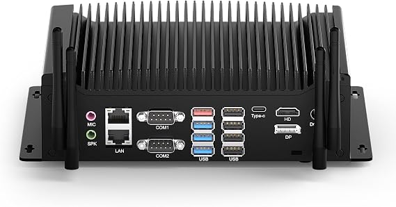 WEIDIAN PC Industrial, Fanless Mini PC Win 11 Core i7-10510U 16GB RAM 256GB SSD, Linux Mini Desktop Computers 6 x COM RS232/422/485, GPIO, 4K 3xDisplay(HD+DP+Type-C), 2Lan, 8USB, WiFi&BT Auto Power On