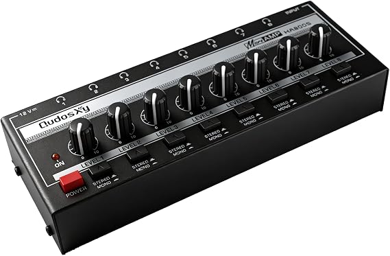 HA800S Audio Mixer, 8-Channel Stereo Line Mixer for Sub-Mixing, Independent Volume & Stereo/Mono Control, 1/4" TRS Input/Output for Headphone Monitoring, Studio Recording, Band Rehearsal