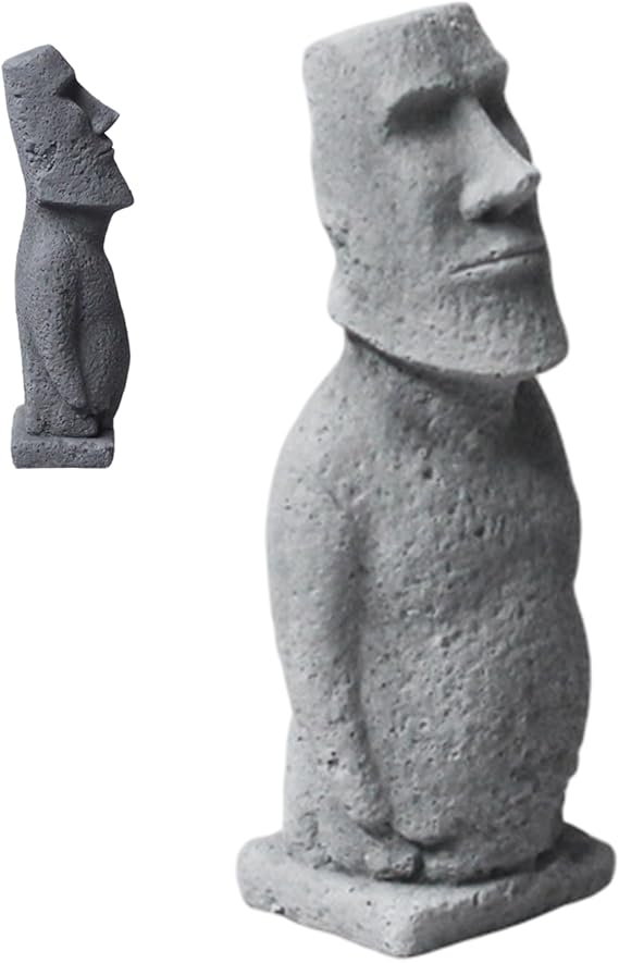 Moai Statue, Sandstone Textured Easter Island Head Statue Ancient Mystique Easter Decor for Indoor and Outdoor, S Island Head
