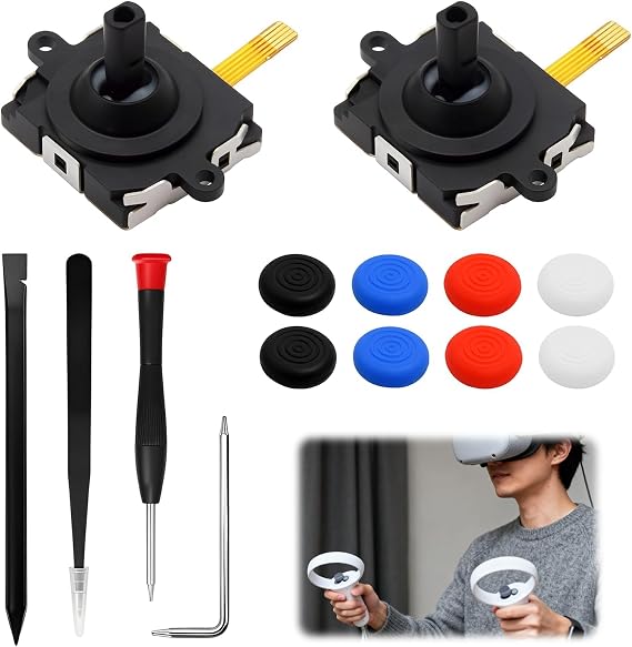 2 Packs Thumbstick Module Replacement for Oculus Quest 2 Controller | Left/Right Analog Thumb Stick Repair Tool Set for VR Controller, Oculus Quest 2. Analog Stick Replacement.