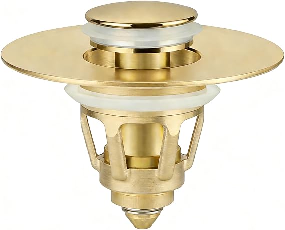 Tgosomt Bathroom Sink Stopper, Bathroom Sink Drain Strainer, Revolutionary Bathroom Accessories and Essentials (Brushed Gold)