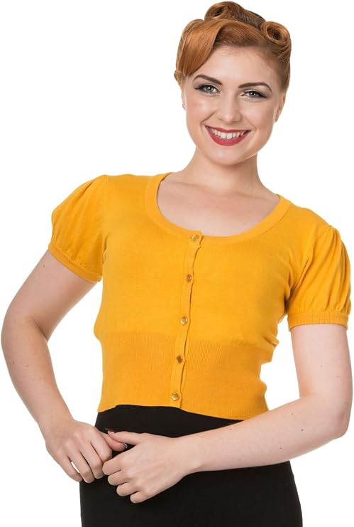 Banned Short Sleeve Plain Cardigan (XL) Old Gold