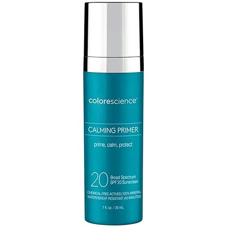 Colorescience, Calming Perfector Face Primer, SPF 20, 1 Fl Oz | Water Resistant Mineral Sunscreen, Broad Spectrum UV Skin Protection