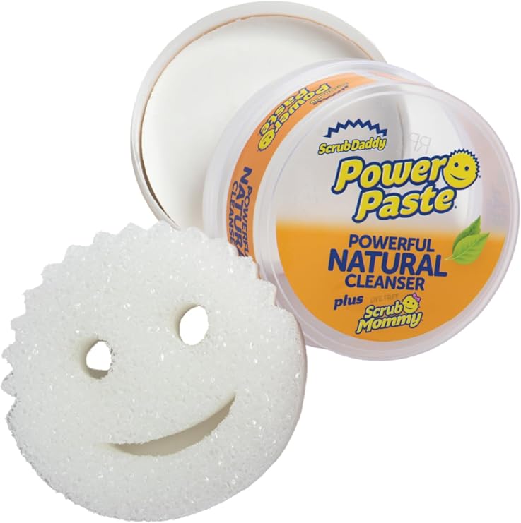 Scrub Daddy PowerPaste Bundle - Clay Based Cleaning & Polishing Scrub - Non Toxic Cleaning Paste for Grease, Limescale & More - Includes 1 Scrub Mommy Sponge (2 Pieces)