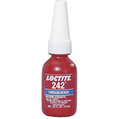 Loctite 135354 Blue 079340-24221-BO 242 Removable Thread Locker, 3/4" Length x 1/4" Width, 10 mL