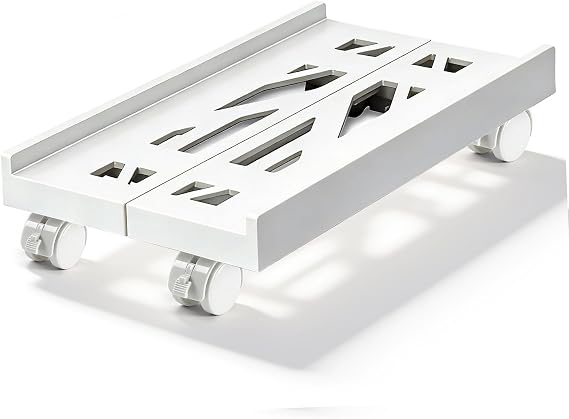 コンピュータータワースタンド、調節可能なモバイルcpuスタンド キャスター4輪付き、pcタワースタンド デスク下ほとんどのpcに対応 - ホワイト
