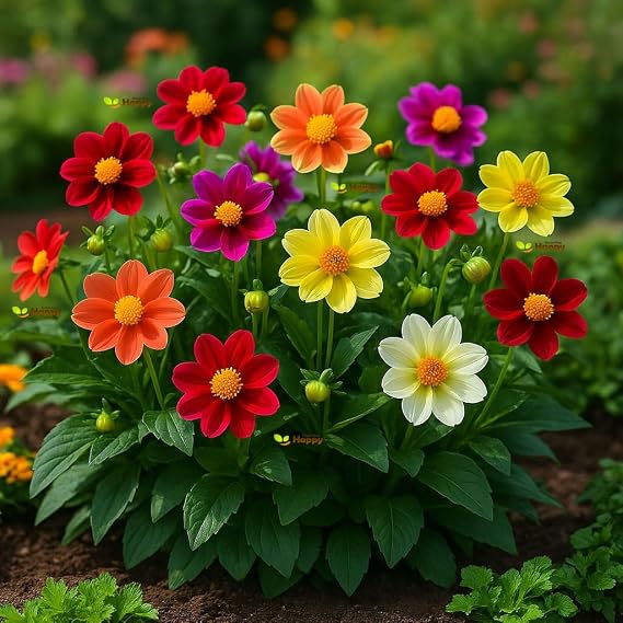 Dahlia extra dwarf mix Mignon Piccolo 60 seeds + Plant tag + Freebie - Dahlia variabilis