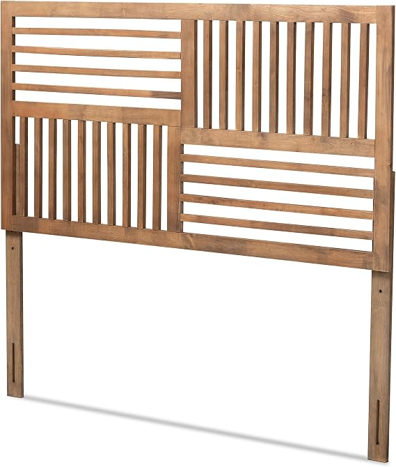 Baxton Studio Adler Modern and Contemporary Transitional Ash Walnut Finished Wood Queen Size Headboard