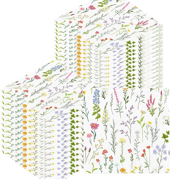60Pcs Colorful Wildflower Napkins 13 X 13 Inches, Floral Paper Napkins Disposable Flower Cocktail For Spring Summer Picnic Wedding Baby Shower Birthday Tea Party Decorations