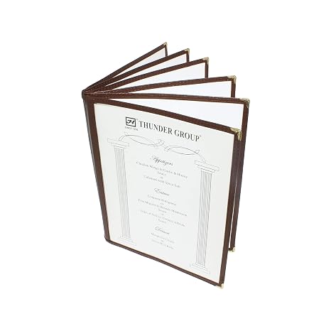 Thunder Group 6 page book fold menu cover, 8 1/2" x 11", brown,  in each