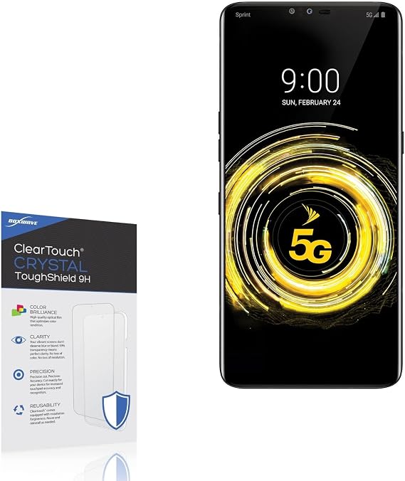 BoxWave Screen Protector Compatible with LG V50 ThinQ 5G - ClearTouch Crystal ToughShield 9H (2-Pack), Clear 9H Tough Flexible Film Screen Protector