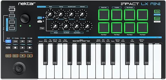 Nektar Impact LX Mini - USB MIDI Controller Keyboard with Nektar DAW Integration Black