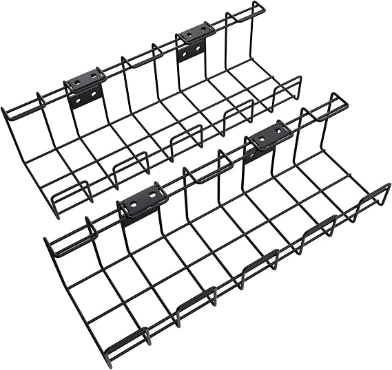 KD Essentials – Under-Desk Cable Management – size M | 2× set size M, secure mounting with screws, for cables, chargers, extension leads