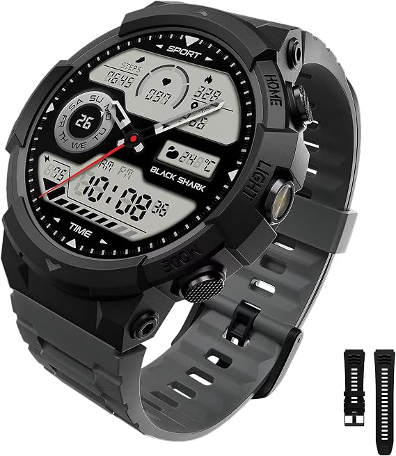 Black Shark GS3 Sport Smartwatch, 1.43" AMOLED Display, ENC Bluetooth Call, 18-Day Battery Life, 50m Water Resistance, GPS, Fitness Tracker, 120+ Sports Modes, Health Monitoring, Mist Black