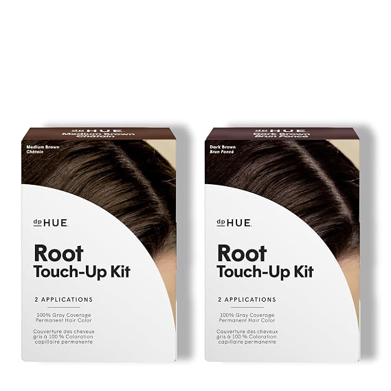 dpHUE Root Touch-Up Kit - Includes Medium Brown and Dark Brown - Permanent Hair Color for Gray Coverage - Paraben, SLS & SLES Sulfate Free - Leaping Bunny Certified
