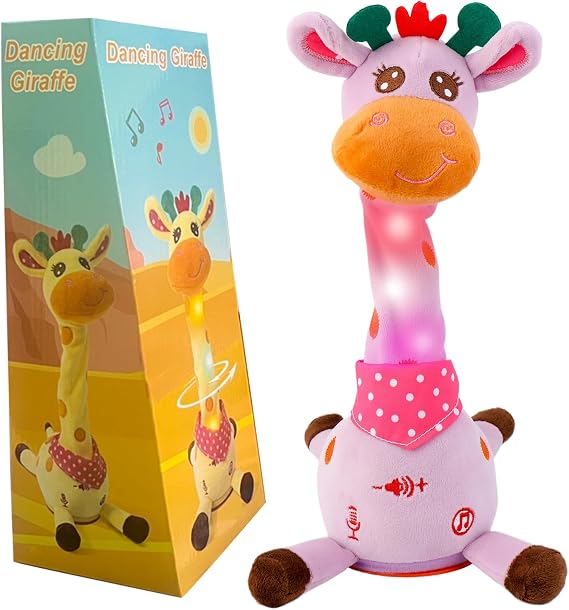 seOSTO Volume Control Singing Dancing Giraffe Toy Repeating Baby Toys | Purple Talking Giraffe Speaking Toy for Baby Toddler Encourage Speech Toys, Birthday Gifts for Kids 1 2 Year Old Boys Girls