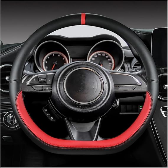 Steering Wheel Cover For Suzuki For Swift 2017 2018 2019 2020 2021 2022 Microfiber Leather D Shape 38cm Car Steering Wheel Cover Sport Auto Accessories Car Interior Decor(Red)