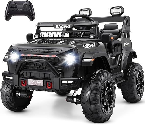 Hikole 24V 2 Seater Ride on Car w/Remote Control, 4x100W Motors, Black