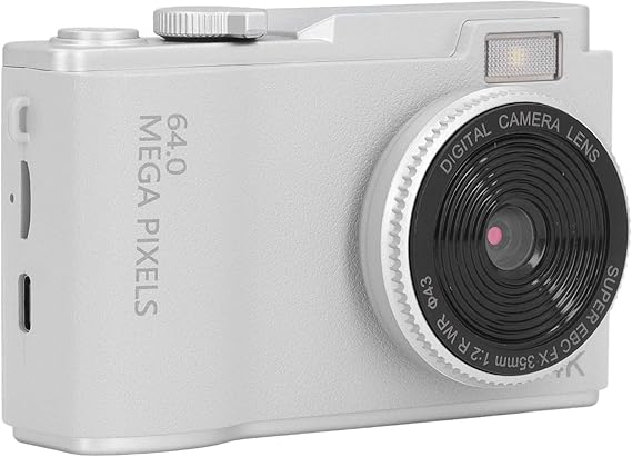 Digital Camera, 48MP 1080P Retro Digital Camera, 16x Zoom Anti-shake Digital Camera, Compact Travel Camera White