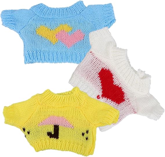 3pcs Plush Clothes for 9-11 Inch Cotton Stuffed Bear Knit Sweater/Scarf Plush Bear Toy Outfit