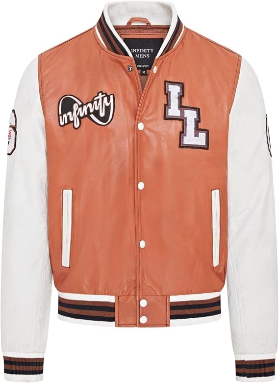 Infinity Leather Men's Leather Baseball Letterman Bomber Jacket