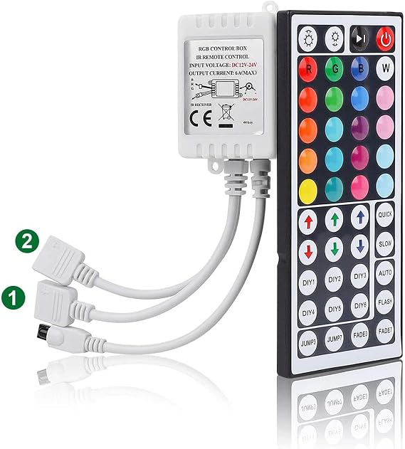 SUPERNIGHT RGB Light Strip Remote Controller | 2-in-1 4 Pin Dimming Dimmer Brightness Flash Mode Control Options for LED Tape Light,12V DC LEDs Rope Lighting (2 Ports)
