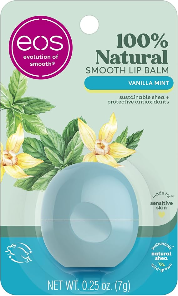 EOS -"Görünürde yumuşak vanilya nane düz küre dudak balsamı blister, 7g"