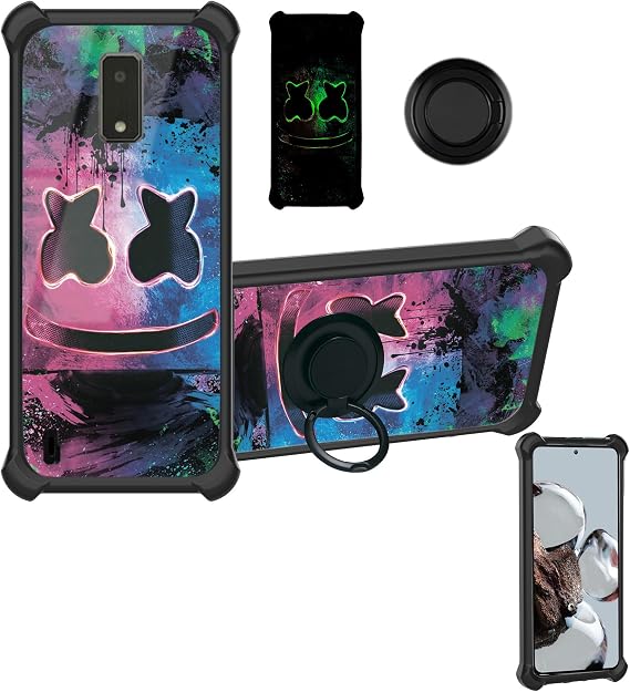 Aroepurt BLU View 4 Case Compatible with BLU View4 Phone Case BLu View 2 2023 B135DL Case Cover [Hard PC + Soft Silicone][Ring Support] [Luminous Effect] YGH-BQ