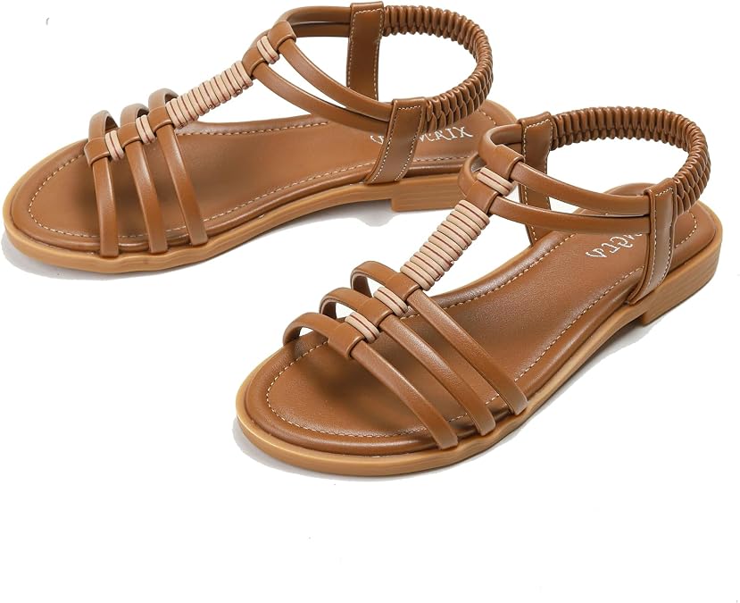 Women Flat Strappy Gladiator Sandals for Women Summer Beach Shoes