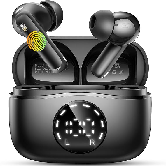 Bluetooth 5.4 Headphones, 3D-Stereo Wireless Earbuds Deep Bass Ear Buds, 4 ENC Noise Cancelling Mic, 48Hrs USB-C in-Ear Earphone Sport, IP-X7 Waterproof Headset Workout Gym for Android iOS Laptop Pad