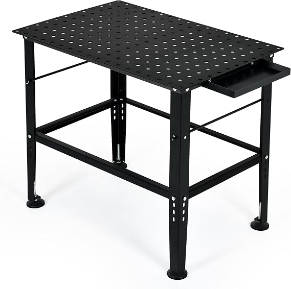 DWVO Welding Table, 36" x 24" Welding Table Top with 5/8" Holes, 0.12" Thick Fabrication Tables, 1320lb Load Capacity, Heavy Duty Carbon Steel Weld Tables for Shop Home Garage Black