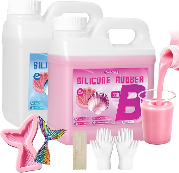 Silicone Mold Making Kit 68oz, 15A Platinum Silicone Rubber, Pink | Super Elastic Liquid Silicone for Mold Casting of Resin, Soap, Candle, Wax, Concrete, Clay, Fast cure